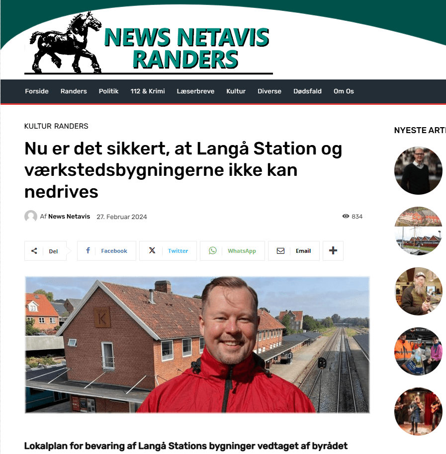 Nu er det sikkert at Langå Station og værkstedsbygningerne ikke kan nedrives
