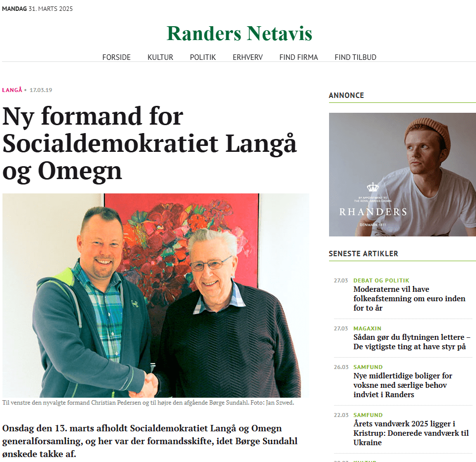 Ny formand for Socialdemokratiet Langå og Omegn