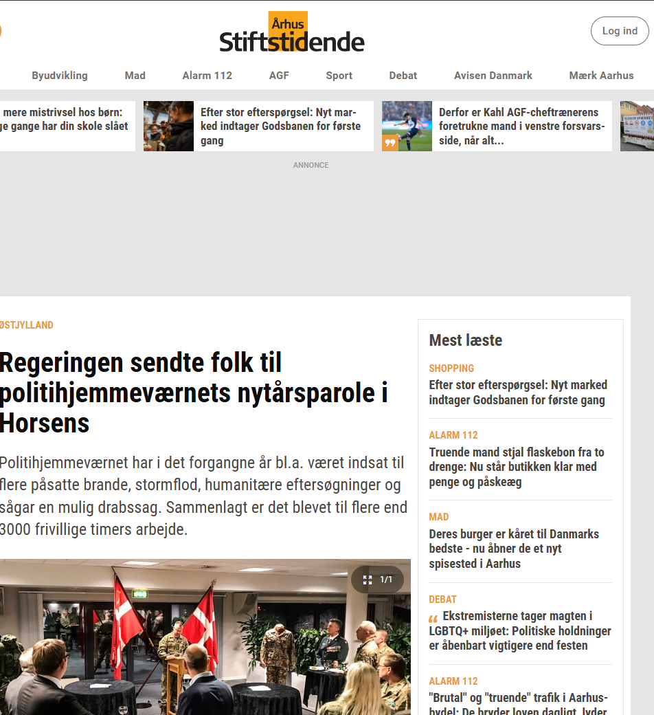 Regeringen sendte folk til politihjemmeværnets nytårsparole i Horsens