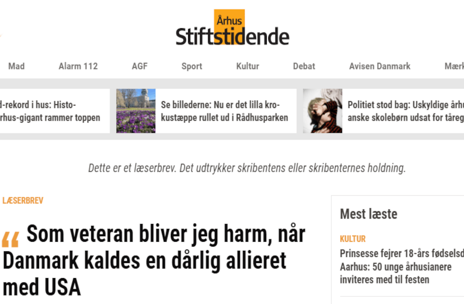 Som veteran bliver jeg harm når Danmark kaldes en dårlig allieret med USA